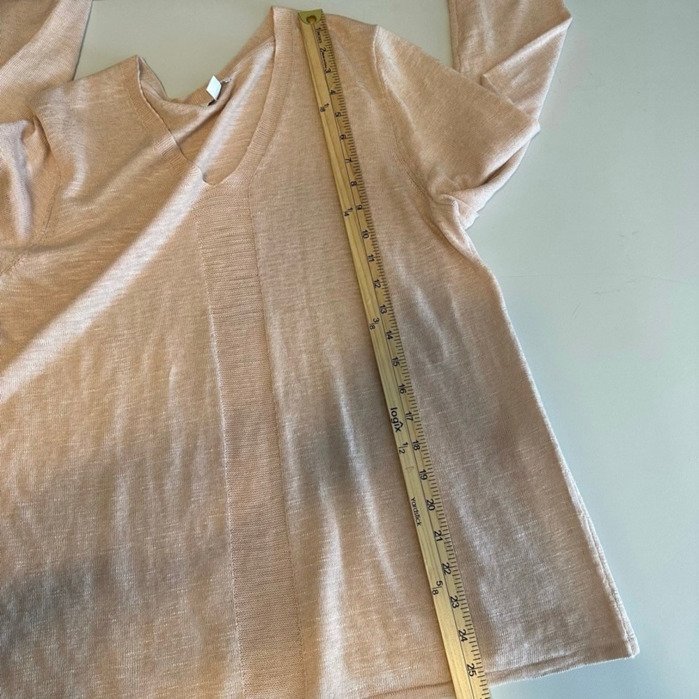 J. Jill Pink V-Neck Cotton Linen Blend Lightweight Sweater Pink Large Petite - Picture 5 of 7